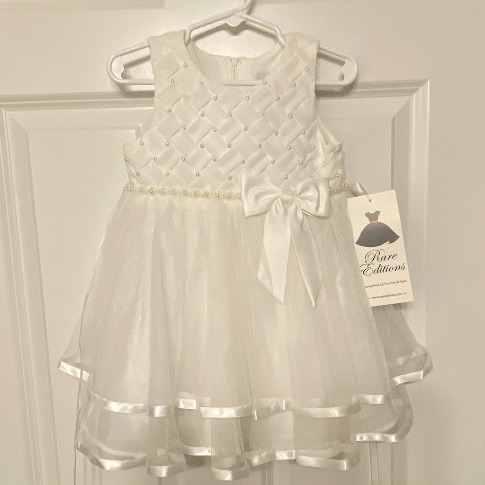 Rare Editions White Formal Party Flower Girl Baptism Dress size 24M